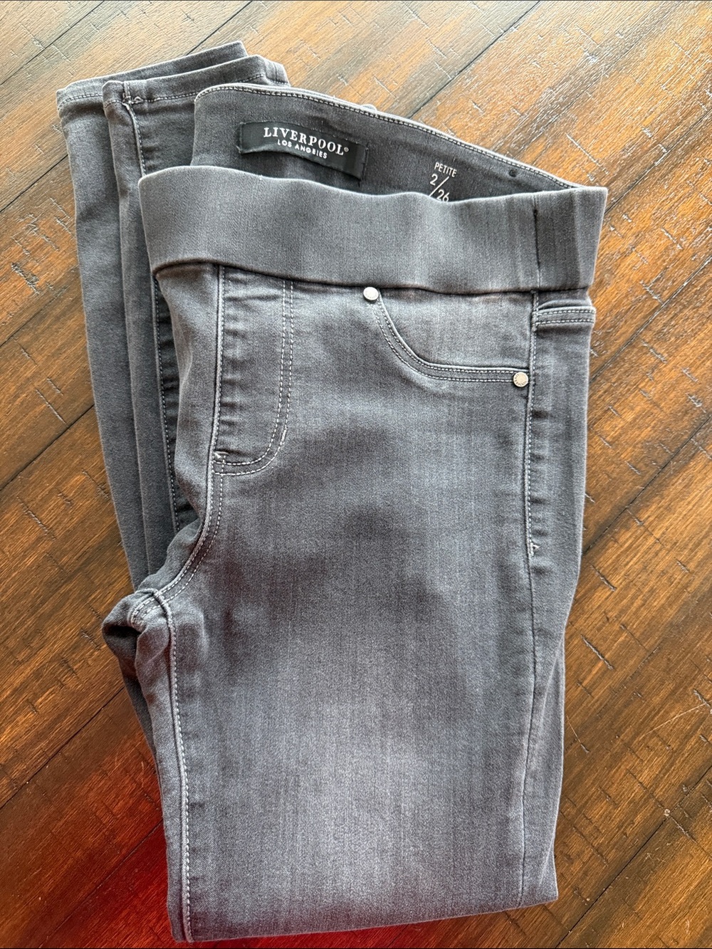 LIVERPOOL Petite Gray Pull-On Skinny Jeans